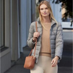 Quince Gray Lightweight Down Puffer Jacket Size L